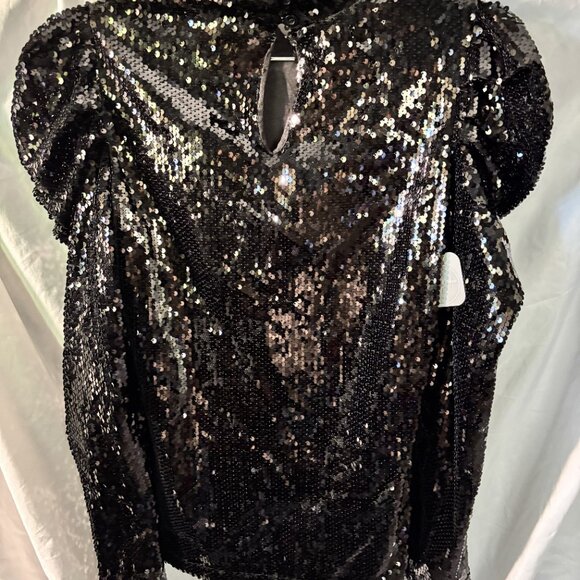 Women's Black Sequin Holiday Top Size Medium - Picture 4 of 4